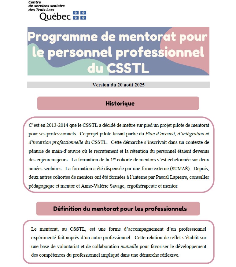 Programme mentorat 2025-2026
