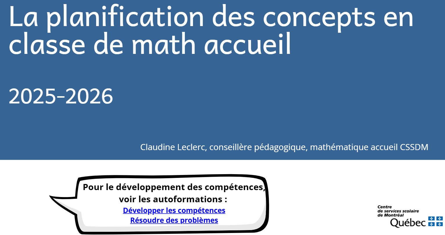 Planif en classe accueil CSSDM