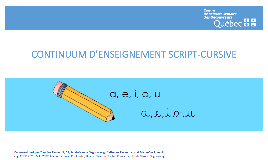 Continuum d'enseignement script-cursive image